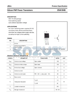 2SA1646 datasheet - Silicon PNP Power Transistors
