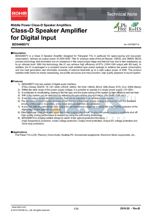 BD5446EFV-E2 datasheet - Class-D Speaker Amplifier for Digital Input