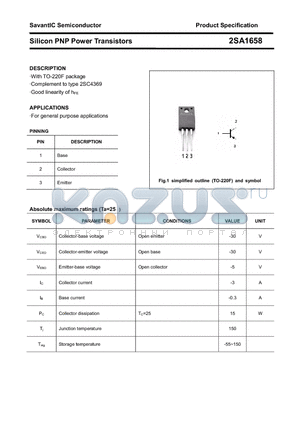 2SA1658 datasheet - Silicon PNP Power Transistors