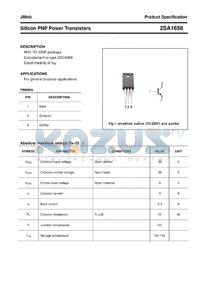 2SA1658 datasheet - Silicon PNP Power Transistors