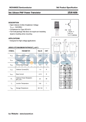 2SA1659 datasheet - isc Silicon PNP Power Transistor