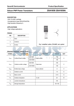 2SA1659 datasheet - Silicon PNP Power Transistors