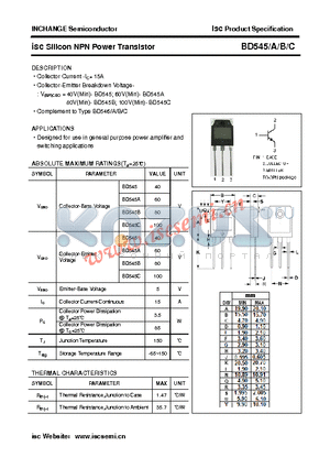 BD545 datasheet - isc Silicon NPN Power Transistor