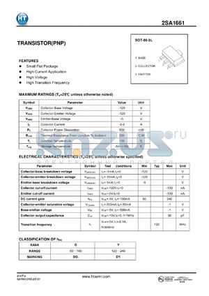 2SA1661 datasheet - TRANSISTOR(PNP)