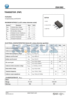 2SA1662 datasheet - TRANSISTOR(PNP)