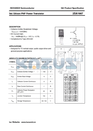 2SA1667 datasheet - isc Silicon PNP Power Transistor