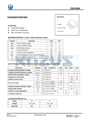 2SA1664 datasheet - TRANSISTOR(PNP)