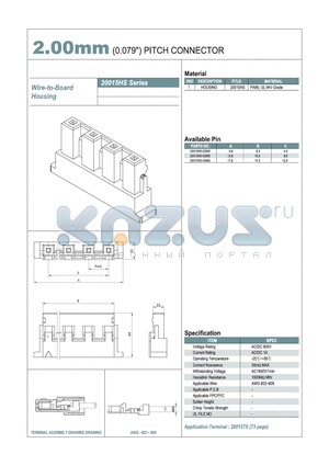 20015HS-04000 datasheet - 2.00mm PITCH CONNECTOR