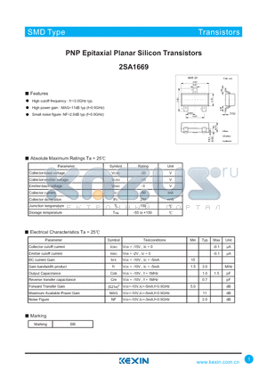 2SA1669 datasheet - PNP Epitaxial Planar Silicon Transistors