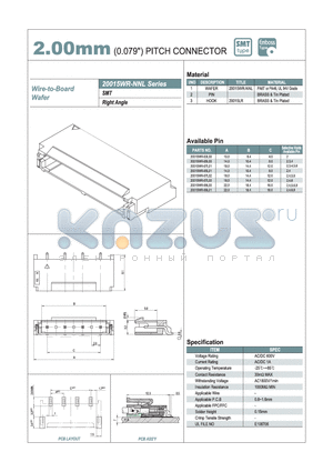 20015WR-05L00 datasheet - 2.00mm PITCH CONNECTOR