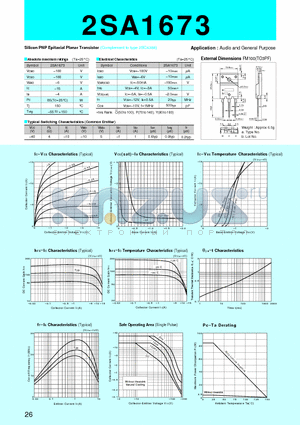 2SA1673 datasheet - Silicon PNP Epitaxial Planar Transistor(Audio and General Purpose)