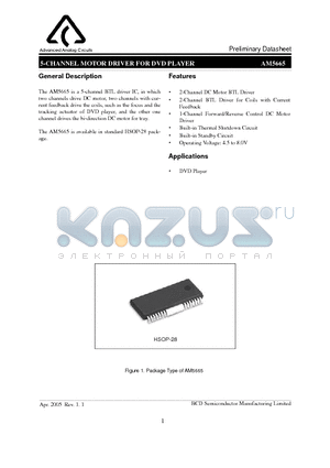 AM5665M28 datasheet - 5-CHANNEL MOTOR DRIVER FOR DVD PLAYER