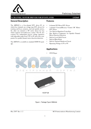 AM5669 datasheet - 5-CHANNEL MOTOR DRIVER FOR DVD PLAYER