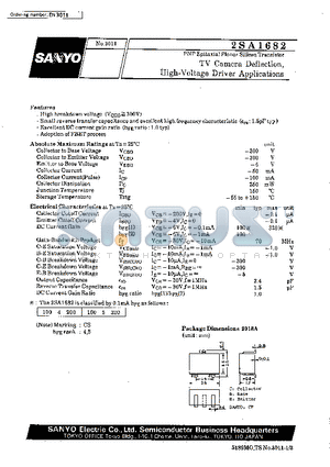 2SA1682 datasheet - TV Camera Deflection, High-Voltage Driver Applications
