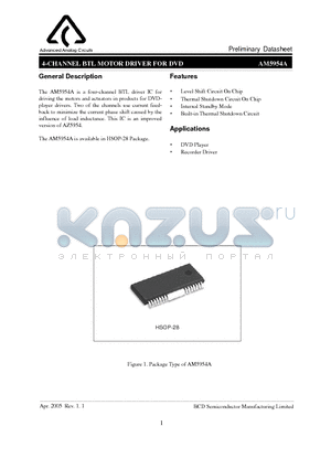 AM5954AM28 datasheet - 4-CHANNEL BTL MOTOR DRIVER FOR DVD