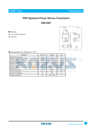 2SA1687 datasheet - PNP Epitaxial Planar Silicon Transistors