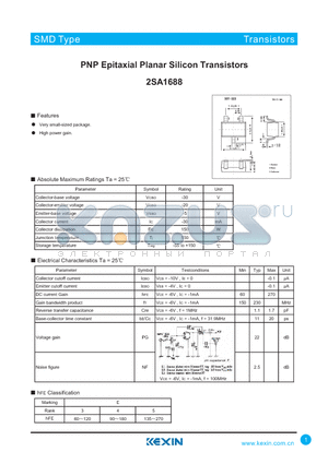 2SA1688 datasheet - PNP Epitaxial Planar Silicon Transistors