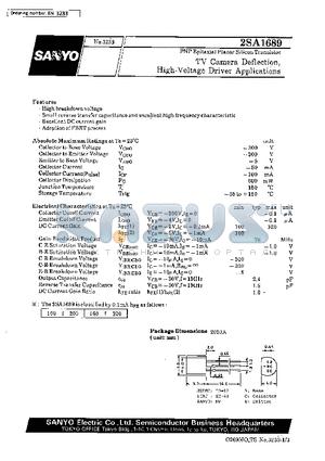 2SA1689 datasheet - TV Camera Deflection, High-Voltage Driver Applications