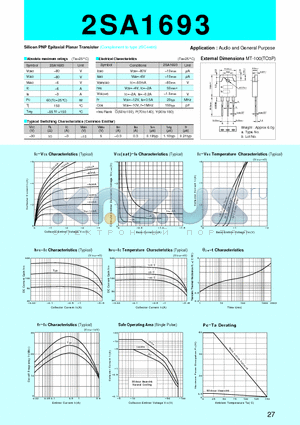 2SA1693 datasheet - Silicon PNP Epitaxial Planar Transistor(Audio and General Purpose)