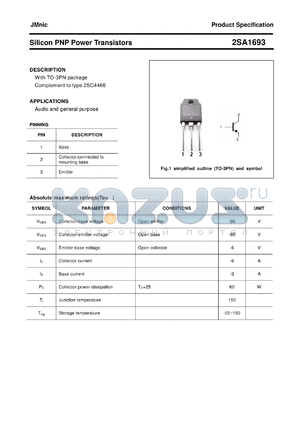 2SA1693 datasheet - Silicon PNP Power Transistors