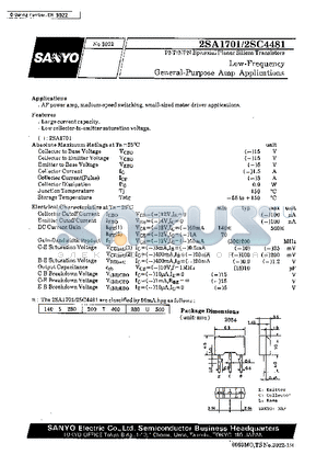 2SA1701 datasheet - Low-Frequency General-Purpose Amp Applications