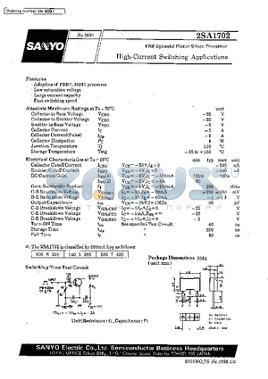 2SA1702 datasheet - High-Current Switching Applications