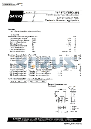 2SA1703 datasheet - Low-Frequency Amp, Electronic Governor Applications