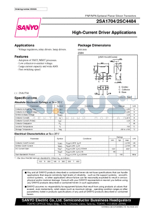 2SA1704 datasheet - High-Current Driver Applications