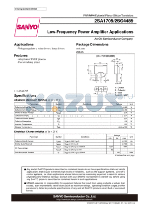 2SA1705 datasheet - Low-Frequency Power Amplifier Applications