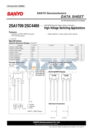 2SA1709 datasheet - High-Voltage Switching Applications