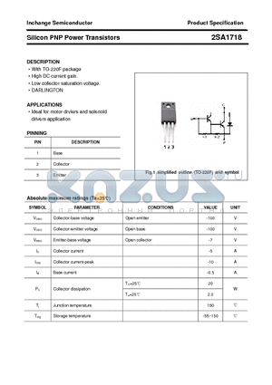 2SA1718 datasheet - Silicon PNP Power Transistors