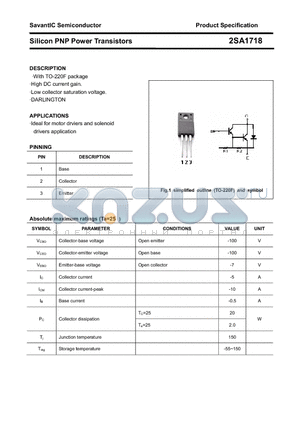 2SA1718 datasheet - Silicon PNP Power Transistors