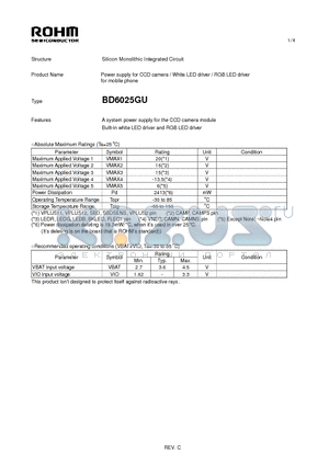 BD6025GU datasheet - Silicon Monolithic Integrated Circuit