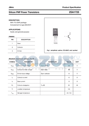 2SA1725 datasheet - Silicon PNP Power Transistors