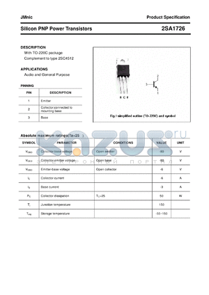 2SA1726 datasheet - Silicon PNP Power Transistors