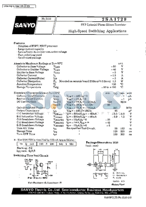 2SA1729 datasheet - High-Speed Switching Applications