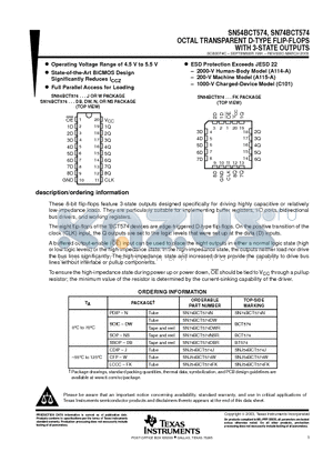5962-9583601QRA datasheet - OCTAL TRANSPARENT D-TYPE FLIP-FLOPS WITH 3-STATE OUTPUTS