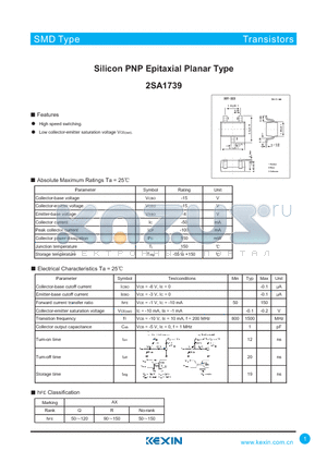 2SA1739 datasheet - Silicon PNP Epitaxial Planar Type