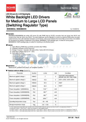BD6066GU datasheet - White Backlight LED Drivers for Medium to Large LCD Panels (Switching Regulator Type)