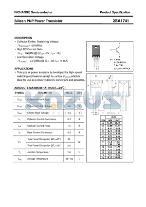 2SA1741 datasheet - Silicon PNP Power Transistor