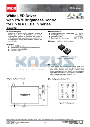 BD6067GU_12 datasheet - White LED Driver with PWM Brightness Control for up to 8 LEDs in Series