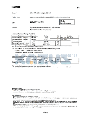 BD6071HFN datasheet - Synchronous rectification step-up DC/DC converter for mobile phone