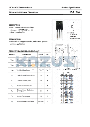 2SA1746 datasheet - Silicon PNP Power Transistor