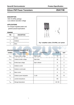 2SA1746 datasheet - Silicon PNP power Transistors