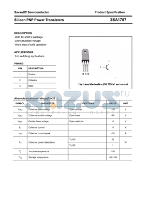 2SA1757 datasheet - Silicon PNP Power Transistors