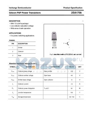 2SA1758 datasheet - isc Silicon PNP Power Transistor