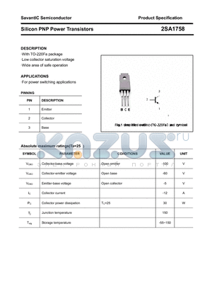 2SA1758 datasheet - Silicon PNP Power Transistors