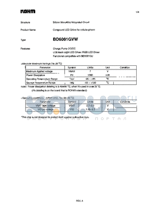 BD6081GVW datasheet - Compound LED Driver for cellular phone