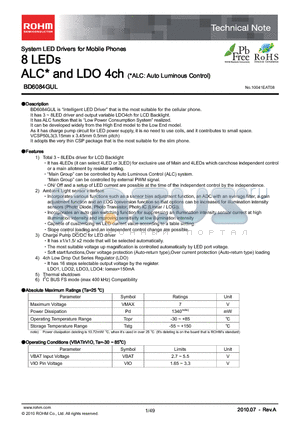 BD6084GUL datasheet - 8 LEDs ALC* and LDO 4ch
