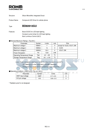 BD60910GU datasheet - Silicon Monolithic Integrated Circuit